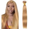 Hxxcoup Straight Bundles Human Hair #27 Honey Blonde Prolungamento Capelli Unprocessed Double Weft Weave Brazilian Remy Virgin Human Hair Extension 100g/bundle 18 Inch