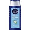 NIVEA MEN Fresh Power Shampoo con mentolo, shampoo per capelli senza siliconi rinfresca e rinforza il cuoio capelluto e i capelli, ottimizzato per il pH e il calcio fresco (250 ml)
