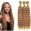 Tuheerst Bulk hair for Braiding #27 Honey Blonde Deep Wave capelli umani 3 Bundles/Pack No Weft Premium Braiding Hair Extensions for Boho Braids With Minimal Tangle 12 12 12 Inch