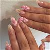 Xanthelle Press On Nails, 24 pezzi Unghie Estive Mandorla Media, Unghie Finte con Fiori 3D e Perline Dorate, Design French Tip Leopard Rosa, Gel Morbido Lucido