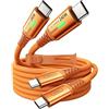 INIU 240W Cavo USB C a USB C, [2-Pezzi 2m] Cavo USB Ricarica Rapida,Orange
