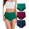 TANSTC Mutande Mestruali Donna, Ragazza Cotone Mutandine Ciclo Mestruale per Adolescenti, Mutande Assorbenti Donna, Mutande Post Parto, Vita Alta, Nero/Blu Navy/Borgogna (XXL 3 Pezzi)