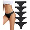 VOENXE Perizoma Mutande Donna Senza Cuciture,Slip Tanga Brasiliana Microfibra,Mutanda Taglio Laser,Seamless Women Thong,Invisibili Intimo Underwear Panties,Perizomi Vita Media Multipack,Pacco da 5