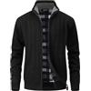 CoXuantion Cardigan da Uomo Maglione Invernale Stand Colletto Cardigan Imbottito Felpa Cappotto Lavorato a Maglia con 2 Tasche Maglione Manica Lunga Giacca Casual con Cerniera Intera XXL,Nero