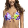 RELLECIGA Costume Donna Top a Triangolo Push up Morbido con Laccetti Neon Leopardo S