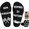 BISOUSOX Regalo Uomo Papà Nonno Russavo Rombo di Motore Ferrari Calzini Divertenti Anti-Slip Calzini di Cotone Taglia 39-46 Regali Compleanno Festa del Papà
