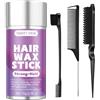 SWEET VIEW Bastoncino di cera per capelli e spazzola per capelli per lisciare i capelli volanti, coda di cavallo elegante, chignon, accessorio per capelli per donna, ragazze, bambini