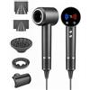 JJii Sung Asciugacapelli ad Alta Velocità con 5 Diffusori Compatibile con Dyson, 160.000 Giri/min, Motore Brushless 50 dB, Display Touch LED, Controllo NTC, 600 Mln Ioni Negativi, 13 Modalità, Magnetico