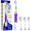 Seago Spazzolino Elettrico Bambini 3-12 Anni Spazzolino Bambini Spazzolini Elettrici Con 4 Testine Spazzolino Elettrico Luce LED Colorata e Osservante 4 Modalità Timer Intelligente SG-977, Viola