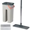 Relaxdays Set mop piatto, secchio 3 l con strizzatore, 2 scomparti, grigio