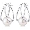 jiamiaoi Orecchini Perla Pendenti Argento 925. Orecchini da Donna Perle oro bianco 8-10mm