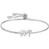 SAMINO Braccialetti con lettere iniziali per donne e ragazze, con ciondolo a quadrifoglio, braccialetti regolabili, regalo fortunato per madre, moglie, figlia, sorella, per San Valentino, compleanno