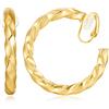 WOWORAMA Orecchini a cerchio con clip in oro per donne - Cerchi classici grandi e voluminosi - Orecchini a clip minimalisti non richiedono fori, Diameter 40mm, Rame, Non pietra preziosa