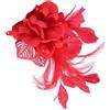 Tofficu Spilla Elegante in Stoffa Rossa Piume, Accessorio per Chioma da Donna, Fermaglio Decorativo per Cerimonie e Feste