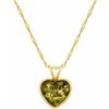 Sakrami Collana Argento 925 Dorato con Ciondolo Cuore in Ambra Naturale color Miele o Verde - per Donne e Ragazze + Scatola Personalizzabile - Idea Regalo San Valentino e Anniversario (Verde)