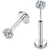 FIOROYAL G23 Titanio Piercing Labbro Brillantino 16G 6MM Piercing Medusa con Senza Filettatura Piercing Naso Brillantino Argento Orecchio CZ Helix Trago