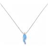 Argenteria MB Collana Donna Argento con Cornetto Portafortuna, Pendente Smaltato, Disponibile in Vari Colori, Idea Regalo Originale Elegante (Azzurro)