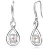 FANCIME Orecchini in Argento Sterling 925 Pendenti Delicato Infinity con Pietre Preziose di Nascita Orecchini a Goccia Gioielli Raffinati Regali di Compleanno per Donne, Pe, Argento sterling, Perla