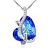 AOBOCO Cuore in argento sterling I Love You Collana da donna con cristalli, regalo di compleanno per le donne fidanzato (I Love You (Blue))