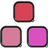 HASANBAY Confezione da 3 filtri subacquei per GoPro Hero 12 11 10 9 nero custodia protettiva copriobiettivo in rosso, rosso chiaro/magenta, correzione del colore professionale per fotografia