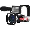 DIGNIFE Videocamera, Videocamera videocamera, visione notturna WiFi 4K 5 6MP Vlogging touch screen a riempimento integrato for la fotocamera Webcam(64GB SD Card,K1 Red Camera kit)