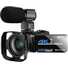 DIGNIFE Videocamera, Videocamera Video Vlogging for Facebook Remote Control da 3,0 pollici Touch Screen Hood Webcam Camera Digital digitale(64GB SD Card,AF2 Mic Lens Hood)