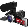 DIGNIFE Videocamera, Video digitale 4K for la registrazione della fotocamera Vlog Wifi con microfono 5 6MP Videocamera for visione notturna del touch screen di bellezza(64 G SD Card,K1 Mic)
