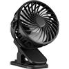 Akfldms Ventola Ricaricabile A Ventola Ricaricabile A Rotazione A Clip Appeso per Clip Portatile da Letto Portatile Dormitorio per Esterno Regali di Ventola Nera