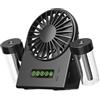 Akfldms Ventilatore A Doppio Alimentazione USB Ricaricabile con Testa Rotante, Spruzzi di Rinfrescanti, Display Digitale, Portatile per Casa. Colore: Nero