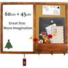 Umtiti 45 x 60 cm organizer da parete con lavagna, bacheca in sughero, porta posta e ganci, cornice in legno di pino massello marrone noce (ZSB-4560SZ)