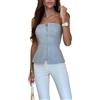 Limtula Elegante top a tubo con cerniera senza spalline senza maniche a fascia per le donne perfetto per gite casual, feste e appuntamenti Top senza spalline da donna, grigio, XL