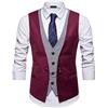 YCUEUST Fake Due Pezzi Gilet Uomo Slim Fit Blazer Senza Maniche Cerimonia Waistcoat Rosso XXX-Large