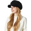 FEOYA Newsboy Cappellino da Donna Classico a Palloncino Berretto Vintage Autunno Inverno Baker Berretto Piatto con Visiera Nero