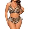 GORGLITTER Set bikini da donna, taglie grandi, costume da bagno leopardato, costume da bagno con coppa intera, costume da bagno estivo