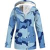Generisch Giacca da trekking da donna, mimetica, con fodera in pile, per le mezze stagioni, impermeabile, antivento, giacca da lavoro con cappuccio, Blu, S