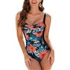 WIN.MAX Costume Intero Donna, Costume Intero con Controllo della Pancia, Costume da Bagno Taglie Forti per Donna Monokini Push-up Vintage, per Coppe da C a DD (Fiore Tropicale,EU38)