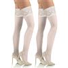 sesto senso 2 paia Calze Autoreggenti Opache Microfibra 40 den Coprenti Donna M/L 38-40 Bianco