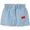 OVS Kids Shorts in Misto Cotone Azzurri a Righe da Bimba con Ricami Ciliegia