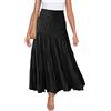 HAEOF Gonna lunga estiva da donna, stile boho, alla moda, con coulisse, elasticizzata, a vita alta, plissettata, a strati, linea ad A, da spiaggia, nero, S