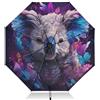LINNIKEEEE Koala Viola Fantasia Ombrello Pieghevole Automatico Auto Apri Chiudi Protezione UV Ombrelli per Spiaggia Donne Bambini