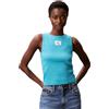Calvin Klein Donna Canotta Woven Label Rib con Logo