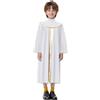 Lejafay Cappotto di Coro Metallico per Bambini Abito di Culto A Maniche Lunghe per Bambini E Bambina nel Coro della Chiesa per Performance di Danza di Lode Bianco 9-10 Anni