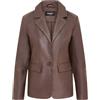 Infinity Leather Blazer da donna in pelle di agnello italiana color marrone castagna, giacca casual elegante