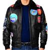 Hafsah Top Gun - Giacca da aviatore, da uomo, in vera pelle, colore: nero, XXL