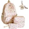 Knubbuf 3 Piece Bow Backpack Set for Girls, Cute Kawaii Bow Backpack for Girls, Aesthetic Large Capacity School Bags for Girls, Girl School Bag and Lunch Box Set (Bow Pink)