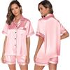 GAESHOW Pigiama Donna, Pigiami da Donna in Raso di Seta Pigiama Donna Corto Set Pigiama in Raso con Bottoni, 2 Pezzi Maniche Corte e Pantaloncini Casa Leggero Estivo S-XXL