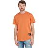 Calvin Klein T-shirt Maniche Corte Uomo Badge Turn Up Sleeve Scollo Rotondo, Arancione (Burnt Clay), XS