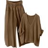 Generico Pigiama Pinocchietto Donna Cotone Set Tuta Donna Set da Casa per Abiti Estivi Larghi in Due Pezzi Camicette A Maniche Lunghe con Scollo A V E Pigiama Natale Brown M