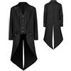 YQVGFBY Frac gotico steampunk da uomo, giacca medievale vittoriana vintage, uniforme lunga smoking, rinascimentale, pirata, vampiro, costumi per feste cosplay per adulti (nero, XXL)