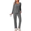 Ekouaer Pigiama Donna Invernale Caldo Pigiami Invernali Pigiama Due Pezzi Tasche con Coulisse, S-XXL